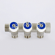 Коллектор UNI-FITT 3/4" 3 выхода 1/2'(плоск. упл) никелированный 